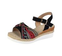 Sandali piatti da donna Plus Size Platform Roman Sandali in maglia antiscivolo sandali all'aperto ultra morbidi per il tempo libero sandali chic fibbia aperta scarpe da passeggio per, Nero , 42.5 EU