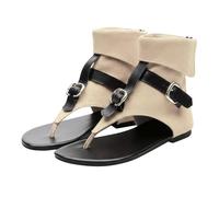 Sandali piatti da donna, sandali infradito alti alla caviglia, sandali alla moda con fibbia, scarpe da streetwear dalla vestibilità larga, scarpe estive da spiaggia antiscivolo, comode scarpe da
