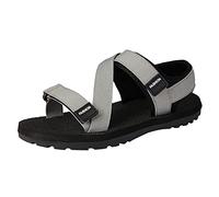 Sandali piatti da uomo con cinturino casual regolabile con gancio e anello aperti sulla punta, scarpe da passeggio leggere estive da spiaggia, Grigio, 38 2/3 EU