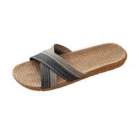 Sandali piatti estivi slip on pantofole da casa da uomo a punta aperta pantofole in lino coppia unisex scivoli da piscina leggeri antiscivolo comodi cursori traspiranti per pavimenti cursori casual