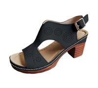 Sandali Piatti Per Le Donne Casual confortevole incrociato caviglia elastico cinturino una fascia sandali estivi piatti., Nero , 39 EU