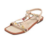 Sandali piatti per le donne sandali da passeggio bohémien sandali estivi da spiaggia sandali casual da vacanza sandalo punta quadrata scarpe romane larghe scarpe aperte punta aperta intrecciata scarpe