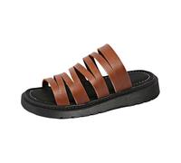 Sandali piatti romani con plateau per le donne retrò mulo sandalo piatto pantofole aperte punta incrociata strappy sandali sandali estivi da spiaggia scarpe grosse scarpe da passeggio Plateauschuhe