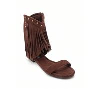 Sandali Piatti Stile Bohème à Franges et Finitions Artisanales Stile affermativo con ces sandales montantes d'inspiration, une pièce maîtresse pour vos tenues estivales.Tutti questi modelli:Dettagli d