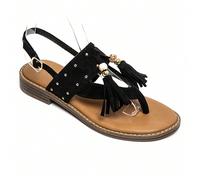 Sandali Piatti Stile Bohème à Franges et Perles Ethniques L'eleganza artigianale au bout des piedsAdotta un solaire e autentico con questi sandali entre-doigts d'inspiration nomade.Riguarda i petites 