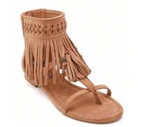 Sandali Piatti Stile Bohème à Franges et Perles Ethniques Stile affermativo con ces sandales montantes d'inspiration, une pièce maîtresse pour vos tenues estivales.Tutto questo modello:Dettagli Artisa