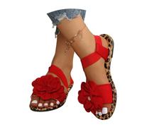 Sandali Piatti Vintage Con Stampa Leopardata 2026 Sandali Romani Da Donna | Con Fiori Comode Scarpe Estive Con Fascia Elastica Infradito Boho For Piscina/spiaggia