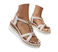 Sandali Plateau Ortopedici Donna con Perle Veneziane ADIPO-Certificati T.35-41 - Infradito Boho Chic per Spiaggia e Città, Plateau Antiscivolo,Calzature Estive in Spago di Cordoba e Plantare BioClou