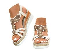 Sandali Plateau Ortopedici Donna con Perle Veneziane ADIPO-Certificati T.35-41 - Infradito Boho Chic per Spiaggia e Città, Plateau Antiscivolo,Calzature Estive in Spago di Cordoba e Plantare BioClou