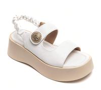 Sandali platform con doppia sposa avec bouton Décoratif doré Lo stile è semplice e chic, i sandali sono flat, le spose sono grandi, le spose sono d'un boutons, lo stile è bellissimo. épaisse incurvée,