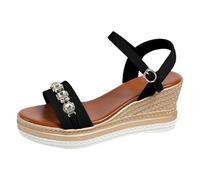 Sandali Platform Donna Sandali Zeppa Donna Estive Con Neri Plateau Strass Eleganti Comode Tacco Oro Comoda Scarpe Sandalo Comodi Comodo Da Spiaggia Infradito Numero 35 38 36 Vintage Estivo Estivi