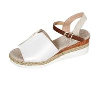 Sandali Platform Donna Zeppe Estive Neri Eleganti Sandali da Spiaggia Casual Con Fondo Piatto e Di Pesce da Donna in Europa e Negli Stati Uniti Con Grandi Borchie (White 42)