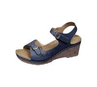 Sandali Platform Donna Zeppe Estive Neri Eleganti Sandali Estivi da Donna New Roman Con Punta Tacco a Spillo Fibbia Laterale Cinturino Con Una Parola e Pianta Larga (Blue 39)