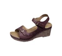 Sandali Platform Donna Zeppe Estive Neri Eleganti Sandali Estivi da Donna New Roman Con Punta Tacco a Spillo Fibbia Laterale Cinturino Con Una Parola e Pianta Larga Sandalo (Red 43)