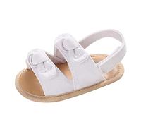 Sandali primi passi per bambini, 18, antiscivolo, leggeri, suola morbida, casual, con punta aperta, alla moda, motivo floreale, perfette per le principesse, bianco, 19 EU