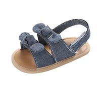 Sandali primi passi per bambini, 18, antiscivolo, leggeri, suola morbida, casual, con punta aperta, alla moda, motivo floreale, perfette per le principesse, Blu marino, 19 EU