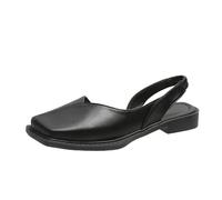 Sandali quadrati a punta chiusa da donna estivi con tacco basso a blocco, sandali leggeri senza lacci con cinturino elastico alla caviglia alla moda retrò sandali classici versatili antiscivolo per
