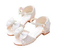 Sandali Ragazze Con Glitter Punta Aperta Sandali Strass Fiocco Principessa Scarpe Antiscivolo Abito Estivo Scarpe Con Fibbia Regolabile Sandali Di Cristallo Per Festa di Compleanno Carnevale, bianco