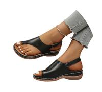 Sandali Retrò Con Separatore Delle Dita Sandals Ortopedici Da Donna Con Supporto for L'arco Plantare Flip-Flops Con Zeppa E Plateau Leggeri Infradito Casual 2026 Scarpe Da Spiaggia(Black,42 EU)