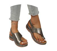 Sandali Retrò Con Separatore Delle Dita Sandals Ortopedici Da Donna Con Supporto for L'arco Plantare Flip-Flops Con Zeppa E Plateau Leggeri Infradito Casual 2026 Scarpe Da Spiaggia(Silver,39 EU)