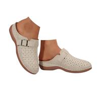 Sandali Romani Chiusi Ortopedici Donna ADIPO-Certificati T.35-41 - Mule Boho Chic con Plateau 2cm, Suola Antiscivolo UNI EN 20347:2023, Calzature Spiaggia/Città in Pelle Fiorentina con Supporto Arco