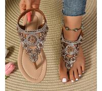 Sandali romani dello stile piu' recente, sandali piatti nello stile bohemien per le donne di colore marrone CN36,CN37,CN38,CN39,CN40,CN41,CN42,CN43,CN44