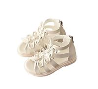 Sandali romani per bambini, da ragazza, a piedi nudi, per il tempo libero, traspiranti, comodi, da trekking, per attività all'aperto, con chiusura lampo, beige., 21 EU