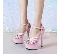 Sandali Rosa Con Tacco 16 Cm E Plateau Lucido Sexy E Glamour CF44171