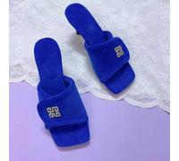 Sandali sabot ciabatte donna 6 cm blu spugna pelle sintetica 94554