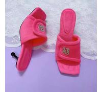 Sandali sabot ciabatte donna 6 cm rosa spugna pelle sintetica 94554