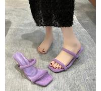 Sandali Sabot Ciabatte Tacco Alto 6 cm Lilla Morbide Pelle Sintetica 70387