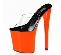 Sandali sabot Platform plateu 20 cm arancione pole dance pelle sintetica 18999