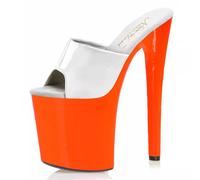 Sandali sabot Platform plateu 20 cm arancione pole dance pelle sintetica 19003