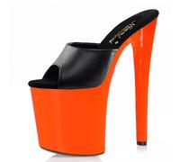 Sandali sabot Platform plateu 20 cm arancione pole dance pelle sintetica 19004
