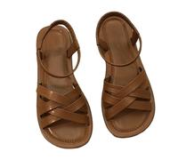 Sandali Schiava Donna Scarpe Eleganti Donna Comode Sandali Estivi da Nuovi Con Design Francese Piatti da Indossare All'Aperto Con Suola Estivi Sportivi (Brown 38)