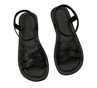 Sandali Schiava Donna Scarpe Eleganti Donna Comode Sandali Estivi da Nuovi Con Design Francese Piatti da Indossare All'Aperto Con Suola Estivi Sportivi (Black 37)