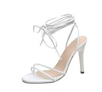 Sandali sexy con tacco alto, con lacci, tacco a gattino, scarpe aperte in punta, scarpe estive con tacco a blocco, scarpe romane vintage da donna