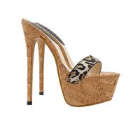 Sandali sexy leopardati cubista tacco a spillo 17.5 cm stiletto-KH102-3 LEOPARD