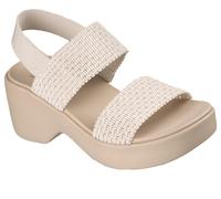 Sandali Skechers Donna con Tacco 6cm Beige Elasticizzato con Memory Foam Leggero