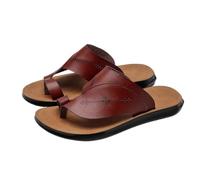 Sandali Slide in Pelle Dito Uomo Antiscivolo Suola Morbida Infradito Punta Aperta Pantofole da Spiaggia Slides Piatte Casual Scarpe Estive Esterne