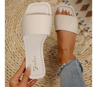 Sandali slide neri da donna taglie forti, nuovi sandali piatti con punta quadrata per primavera/estate, adatti da abbinare a vestiti per far sembrare le gambe più lunghe, ciabatte CN35,CN36,CN37,CN38,