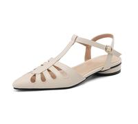 Sandali Slingback Bassi Donna Punta Stretta | cinturino a t,tacco 2cm,design a gabbia,argento metallizzato
