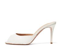 Sandali Slip-On Donna con Tacco a Spillo Sandali Sensuali a Punta Aperta Mule con Tacco Comode Pumps Eleganti per Balli di Maturità e Abiti da Sera,Bianca,38 EU