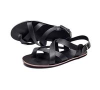 Sandali Spiaggia Ortopedici Da Uomo, Sandali Estivi Comodi Da Uomo Per Correggere L'alluce Valgo Con Cinturino Regolabile Con Fibbia In Metallo, Infradito Traspiranti In Pelle, Separatore(Black,41 EU)
