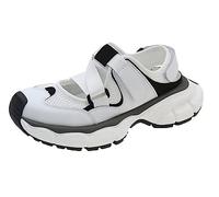 Sandali Sportivi Donna Cuscino d'Aria,Sandali Sneaker Trekking all'Aperto,Scarpe Passeggio Leggere e Comode in Mesh Traspirante Casual,Scarpe Sportive Ortotiche Piatte,Bianca,38 EU