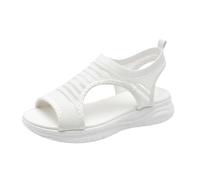 Sandali sportivi ed esterni, da donna, estivi, comodi, nudi, maglia a maglia, con taglio laterale, slip on di grandi dimensioni, suola spessa, sandalo, stile romano, per l'estate, spiaggia, casual