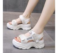 Sandali sportivi estivi da donna con zeppa e suola spessa, con chiusura a strappo e motivo a lettera, sandali casual e piatti da studente CN35,CN36,CN37,CN38,CN39,CN40,CN41,CN42