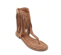Sandali stile Montantes Bottes en Daim con Boucle Métallique - Le Compromis Mode Idéal L'eleganza bohème au bout des piedsAdotta un look unico e unico con piatti sabbiosi e ispirazione.La suédine douc