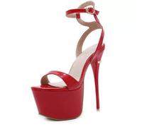 Sandali stiletto eleganti 17 cm rosso comodi pelle sintetica eleganti 9543