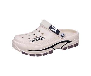 Sandali Traspiranti da Esterno - Ciabatte Casual da Spiaggia e Giardino con Punta Aperta e Design Semi-Chiuso per Comfort e utilizzo Durante Tutta la Giornata. (Khaki, 42)